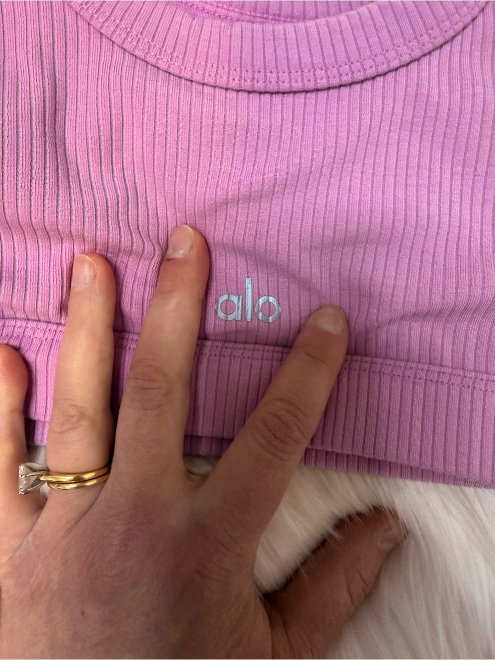 ALO Yoga Lavender Pink Ribbed Sports Bra & Heathered Leggings Set - Size Small - Picture 3 of 8
